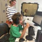 Children having fun with the soundbooth